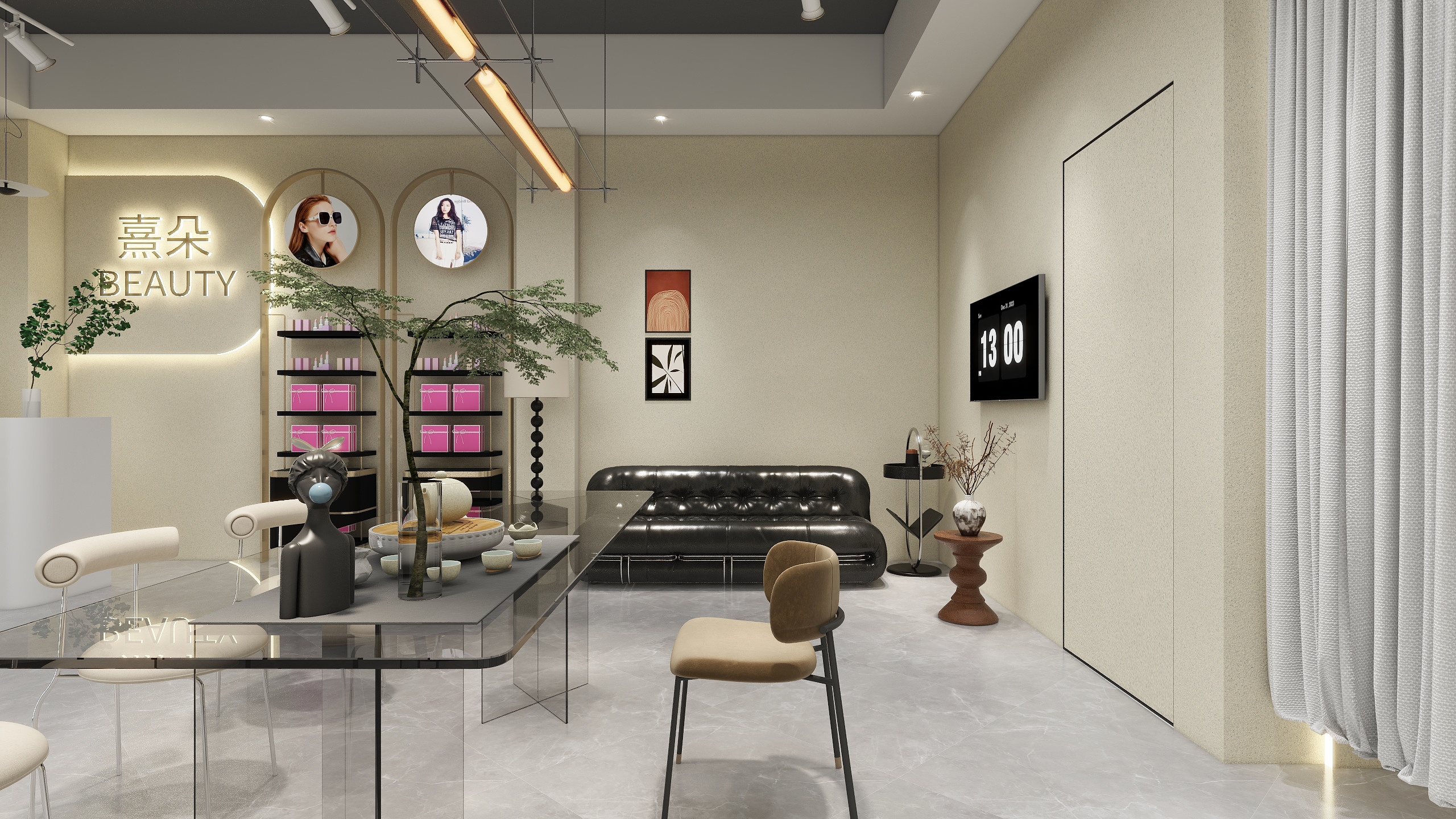 方屿空间设计工作室-熹朵美甲美瞳美妆工作室装修效果图