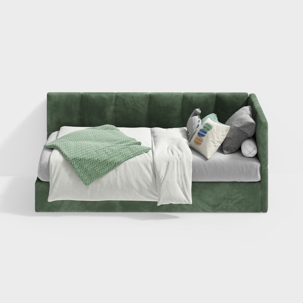 现代绿色儿童沙发床3D模型