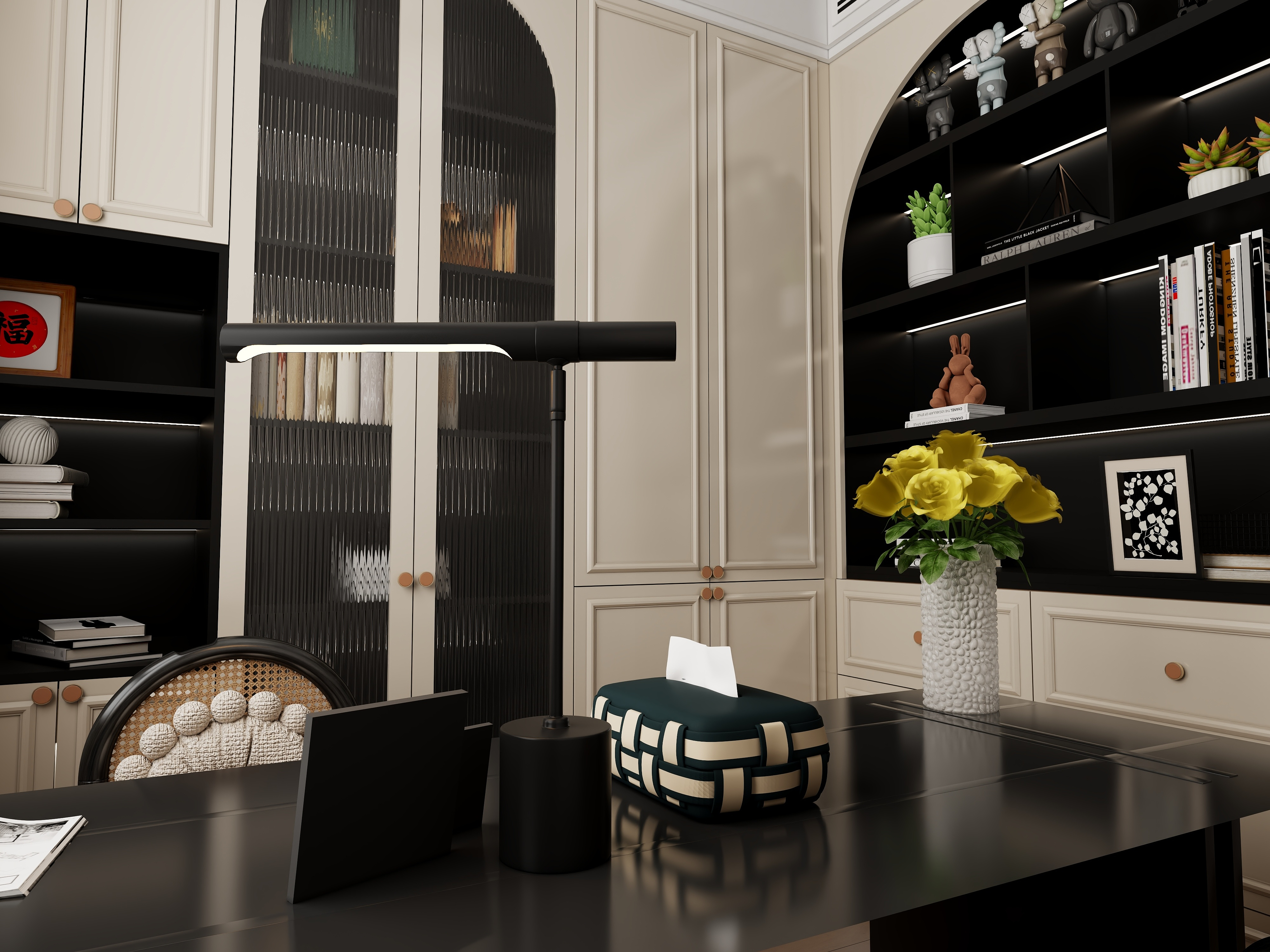 挽苏--金科玖珑院+120㎡4室+中古风装修效果图