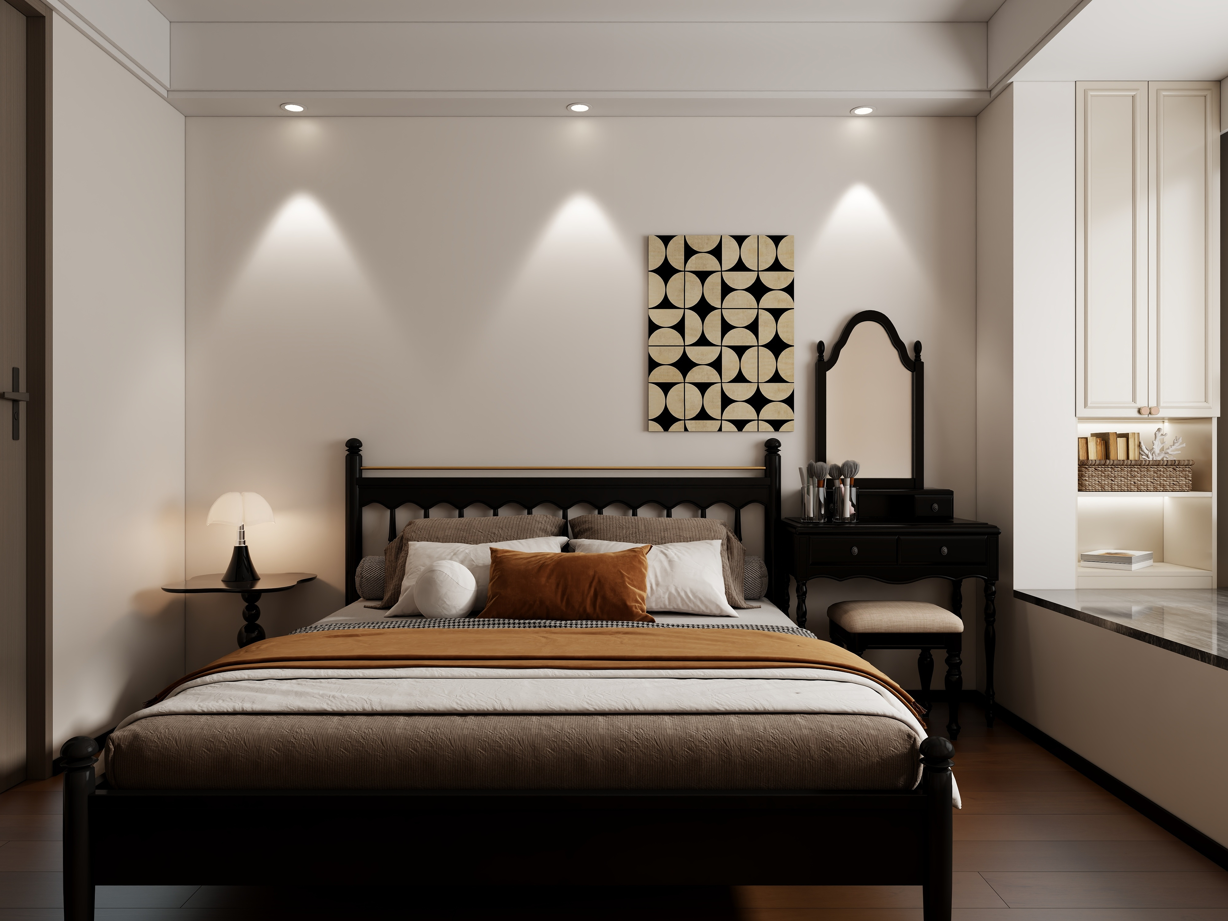 挽苏--金科玖珑院+120㎡4室+中古风装修效果图