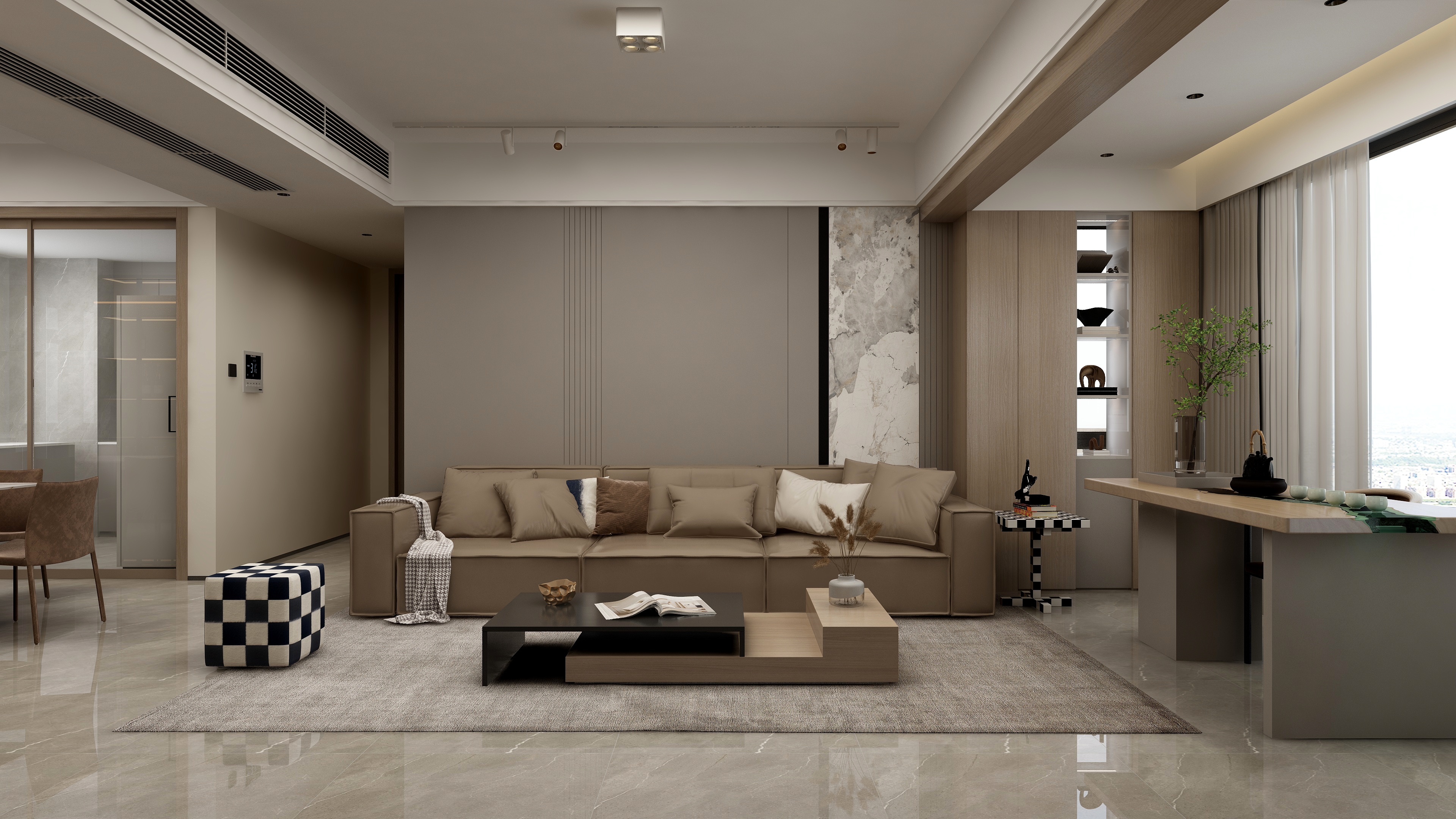 张煜强煜境设计-132平米现代轻奢四房装修效果图