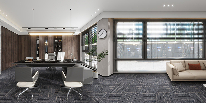 逸阳装饰设计-来满仓 办公楼-二层 经理办公室-深色-装修设计方案