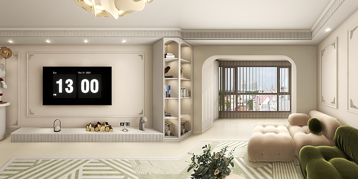 装修H设计啊吉-南中爨城904-轻法式奶油有梁-装修设计方案