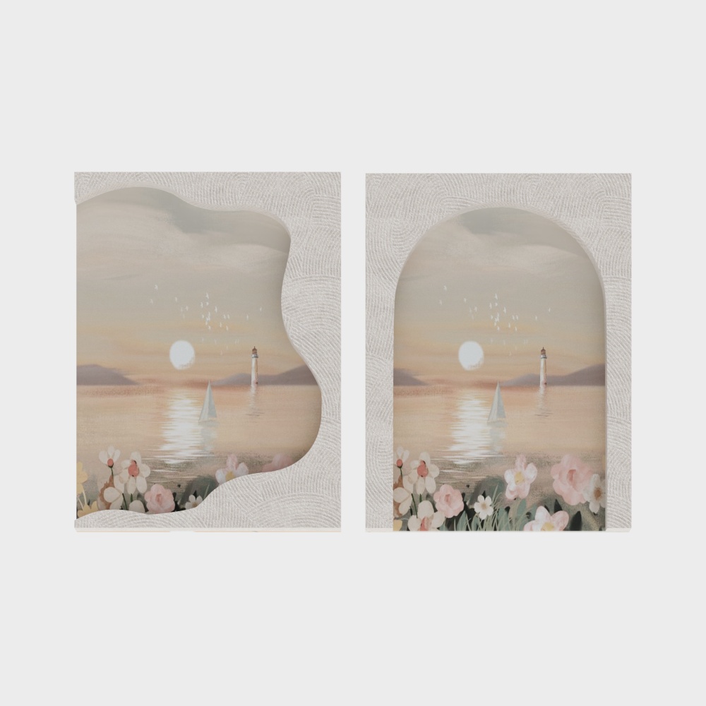 奶油风立体墙面装饰画组合