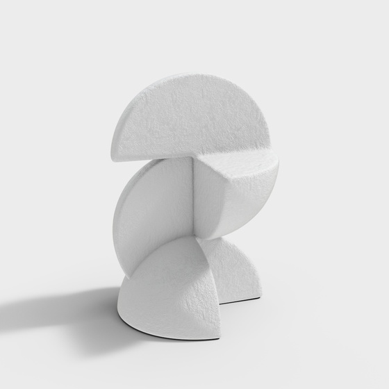 Modern Abstract Art White Sculptures 3D Model in White Finish