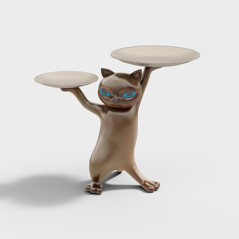 猫托盘潮流摆件