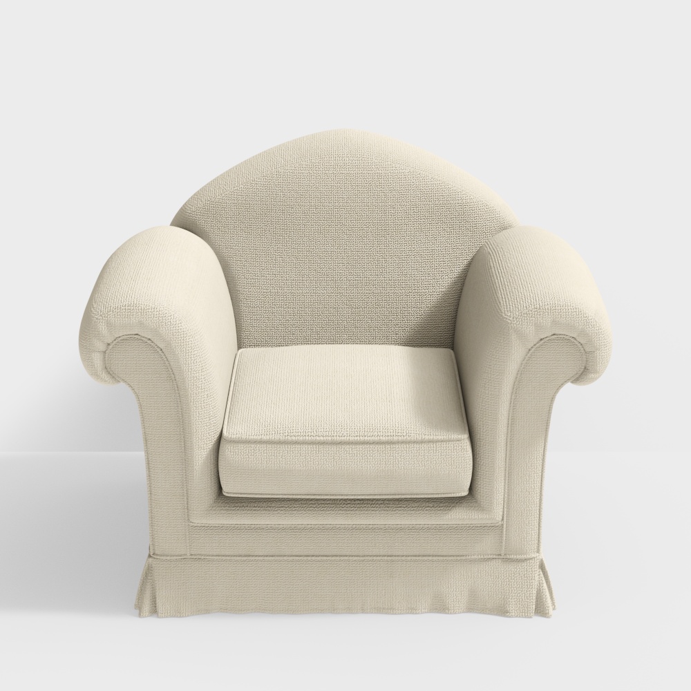Beige and white single sofa3D模型