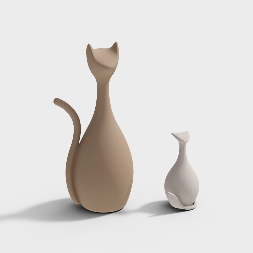 现代猫咪饰品摆件3D模型