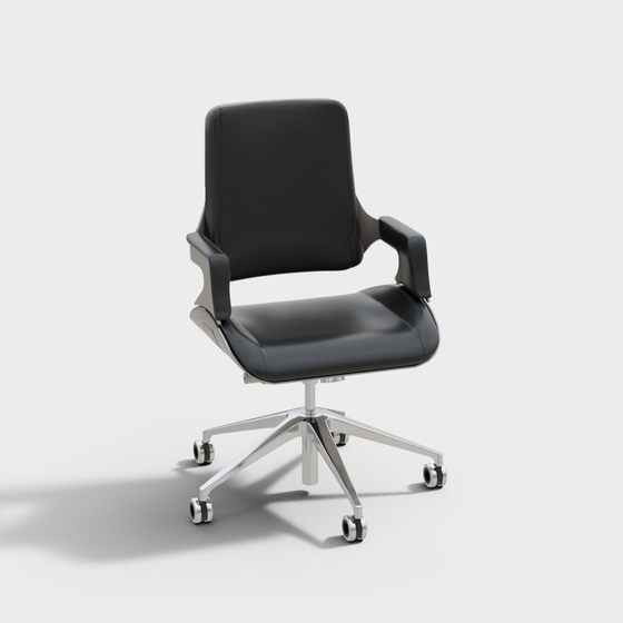 Modern Black Rotating Office Chair 3D Model in Gray Finish