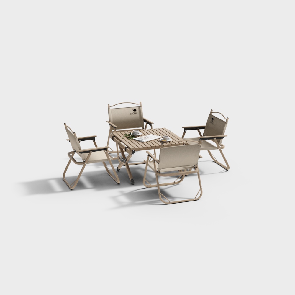 现代户外桌椅组合3D模型