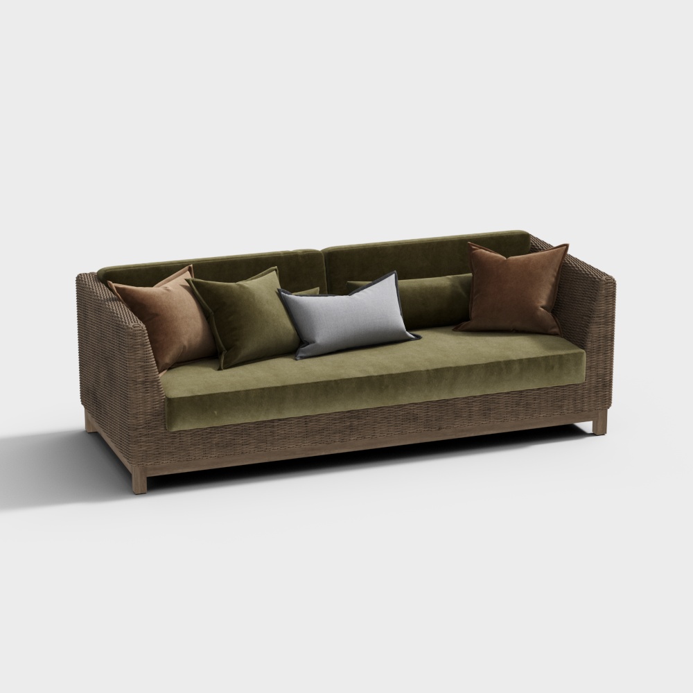 现代竹编沙发3D模型