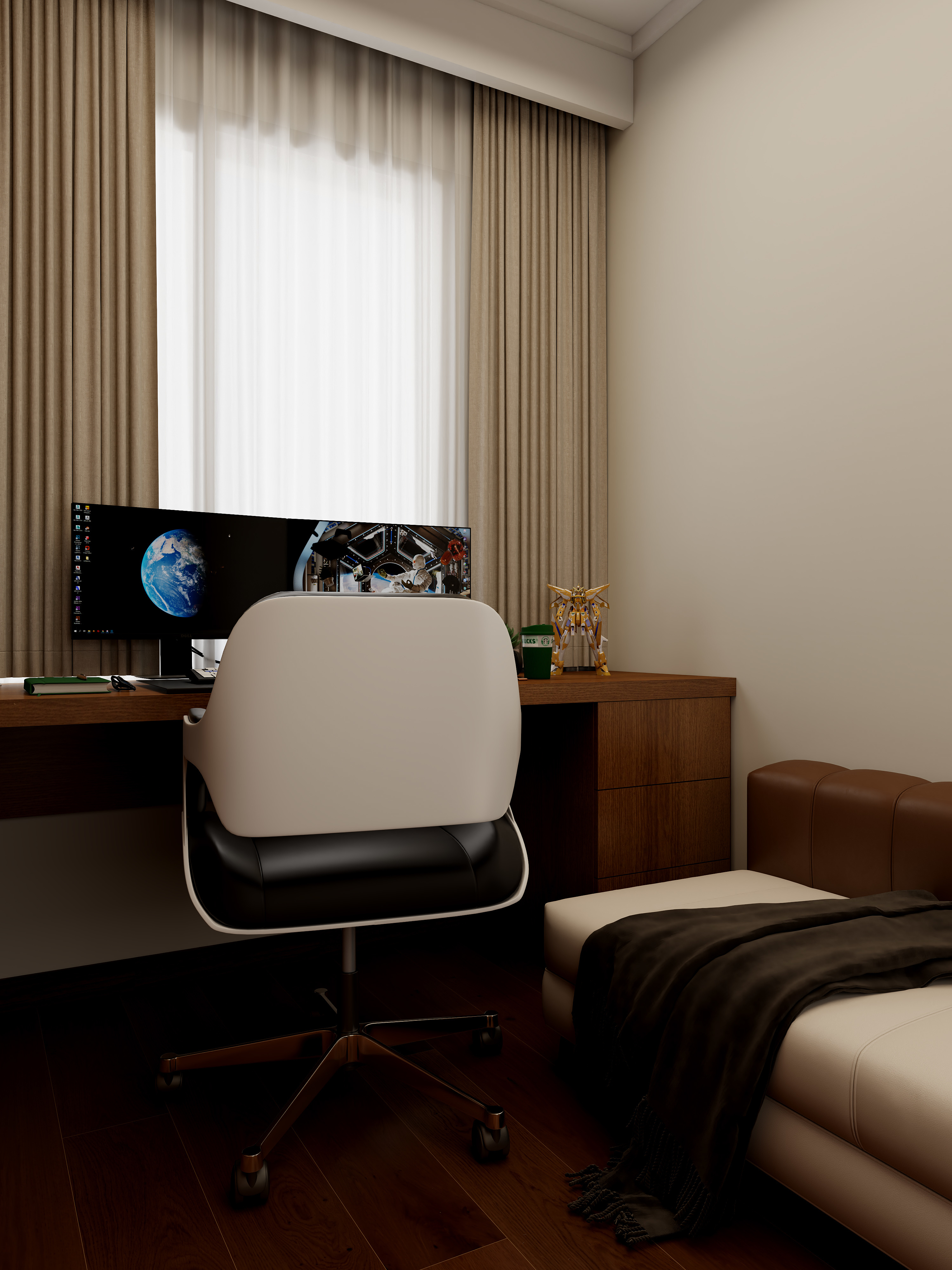 壹诺设计工作室-115㎡3室-中古风装修效果图