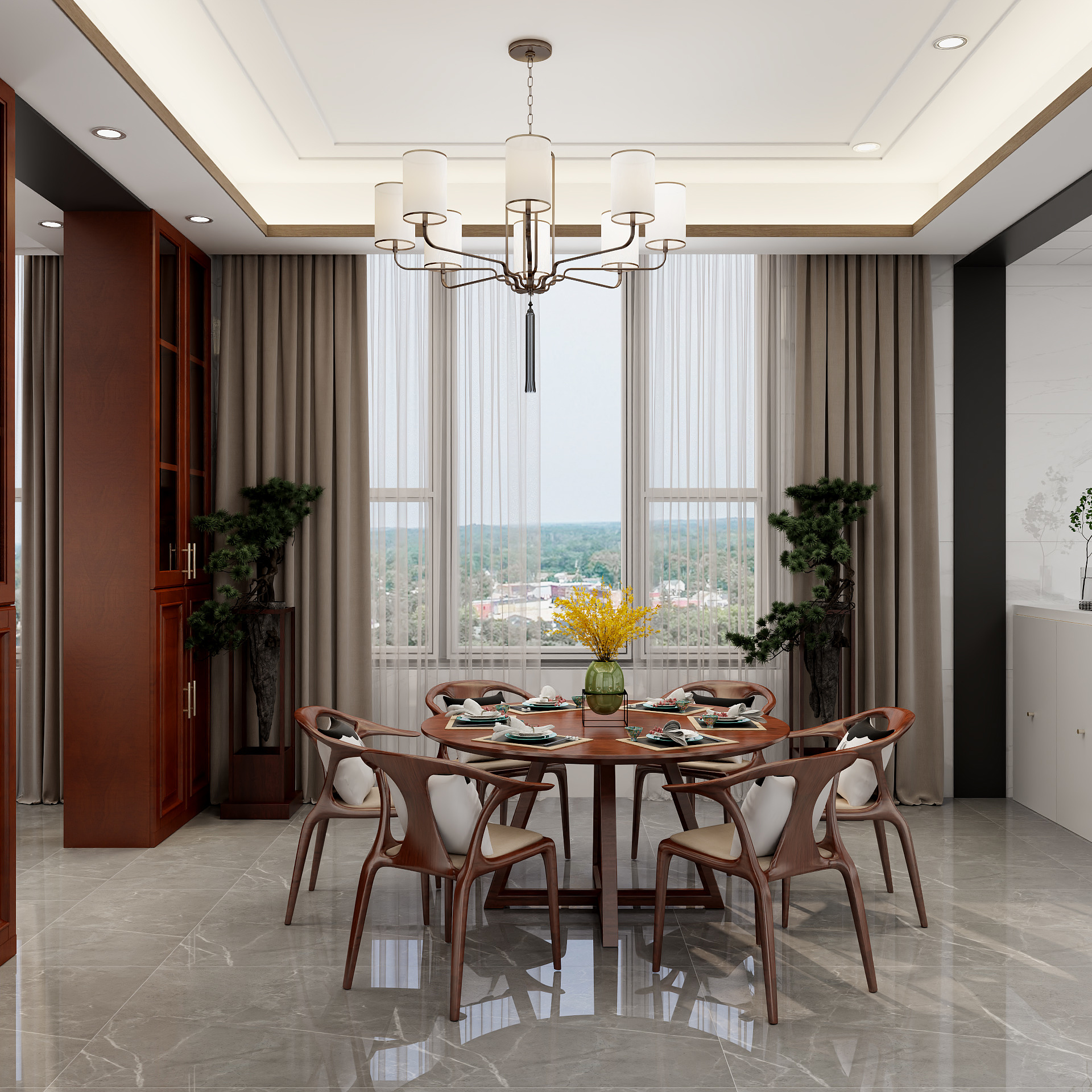 吴爽-114m²新中式风格设计装修效果图