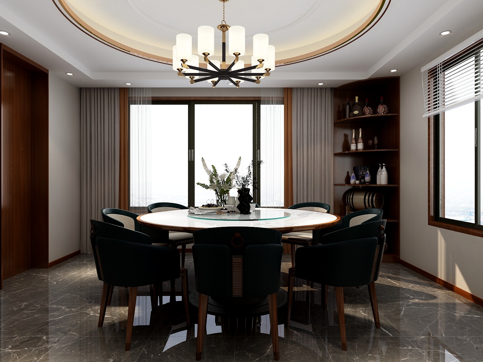 湛智华-新中式复式223平4房装修效果图