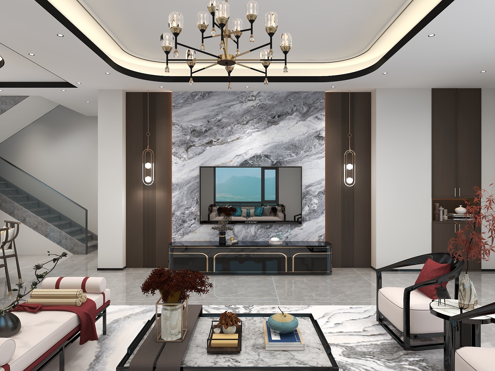 湛智华-新中式别墅288平装修效果图