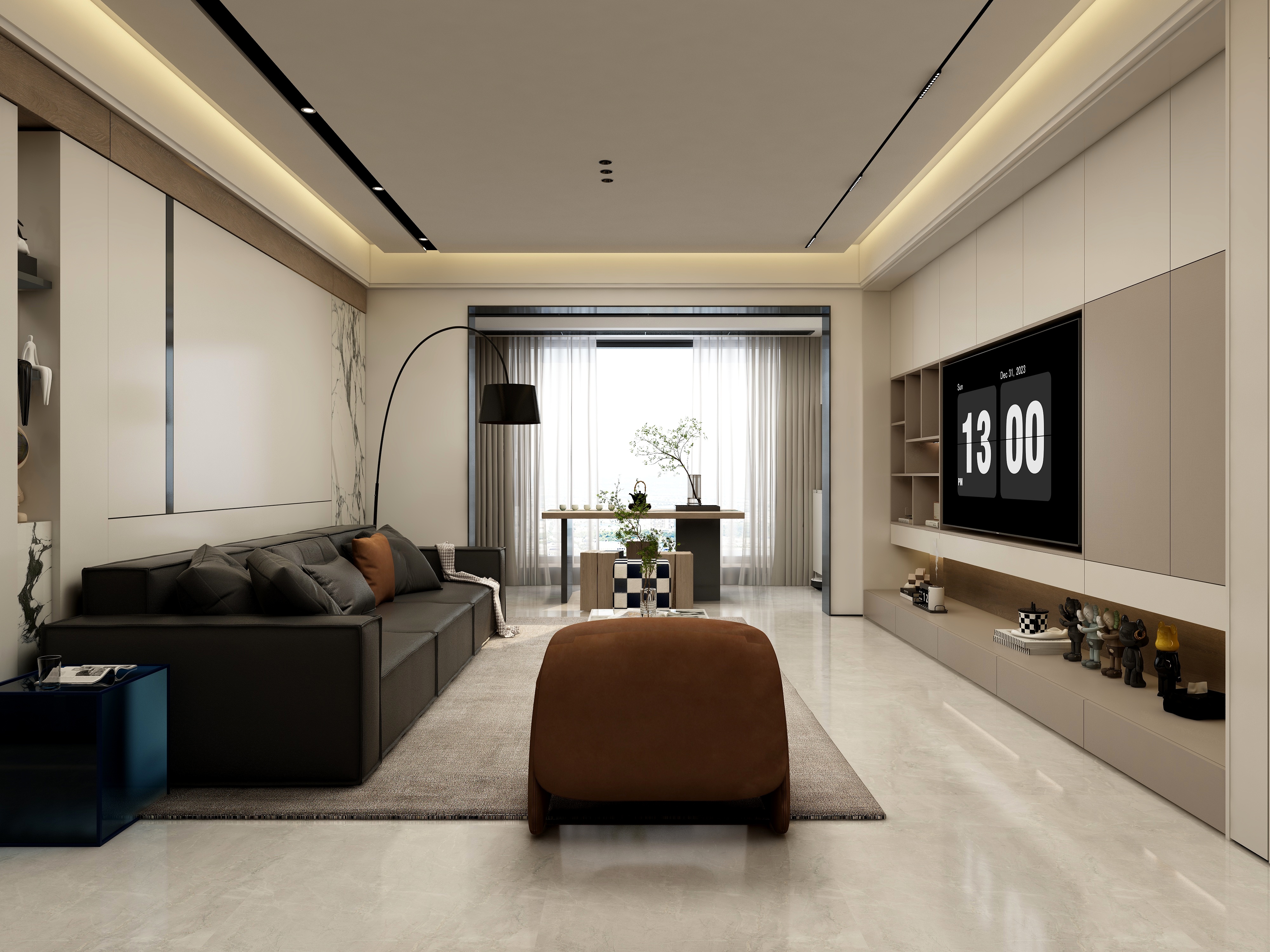 张煜强煜境设计-165平米意式轻奢三房装修效果图