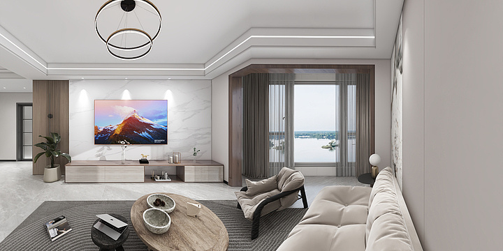 Mr言-现代风格三居室效果-装修设计方案