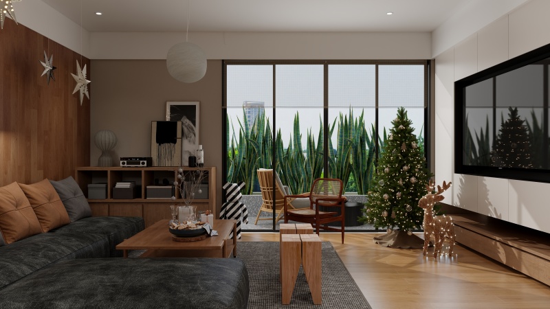 Modern Zen Living Room with Holiday Touches
