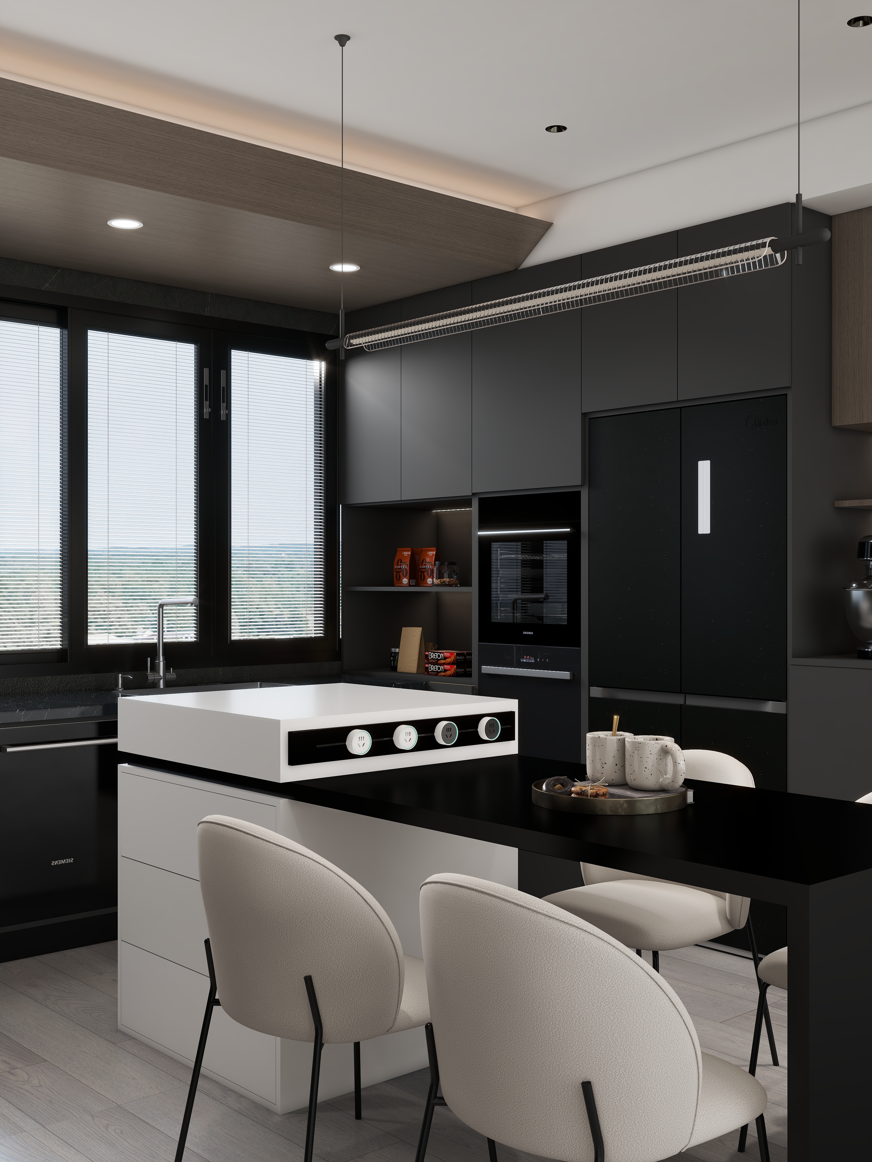 邓显俞-【意式极简】湖畔公园里144m²五室装修效果图