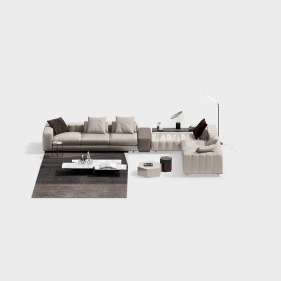 Modern living room multi-person sofa coffee table combination