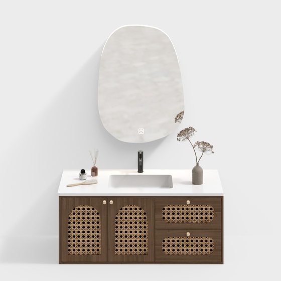 Antique Brown Bathroom Cabinet 3D Model for Vintage Spaces