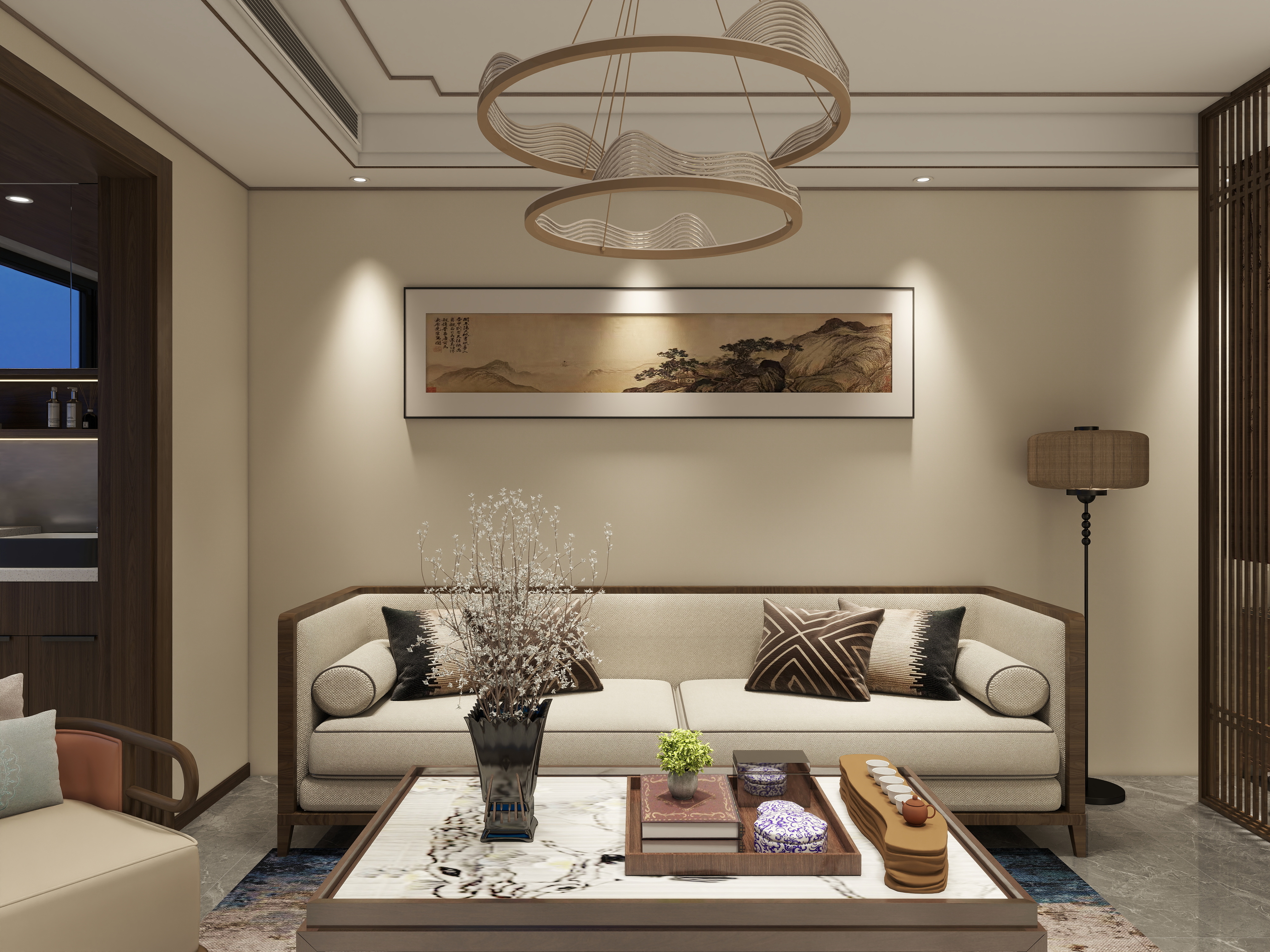 精品设计师zhh-书香华府新中式装修效果图