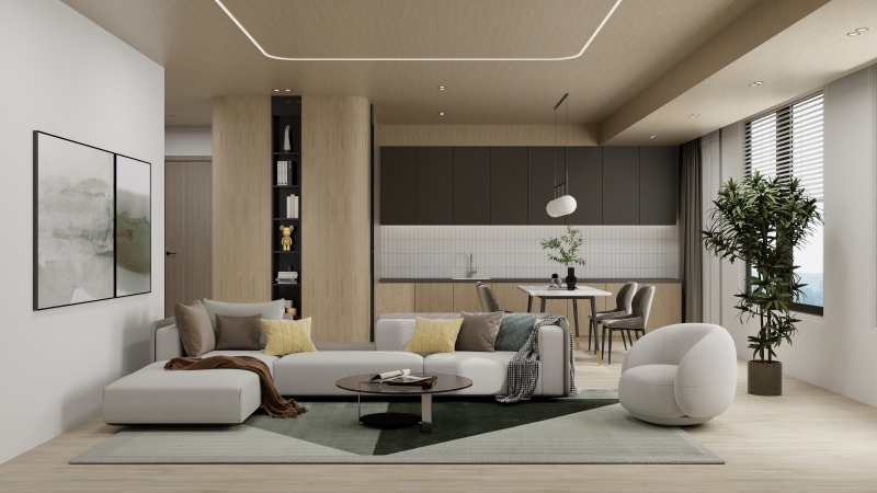 Modern Green Living Room with Natural Touches
