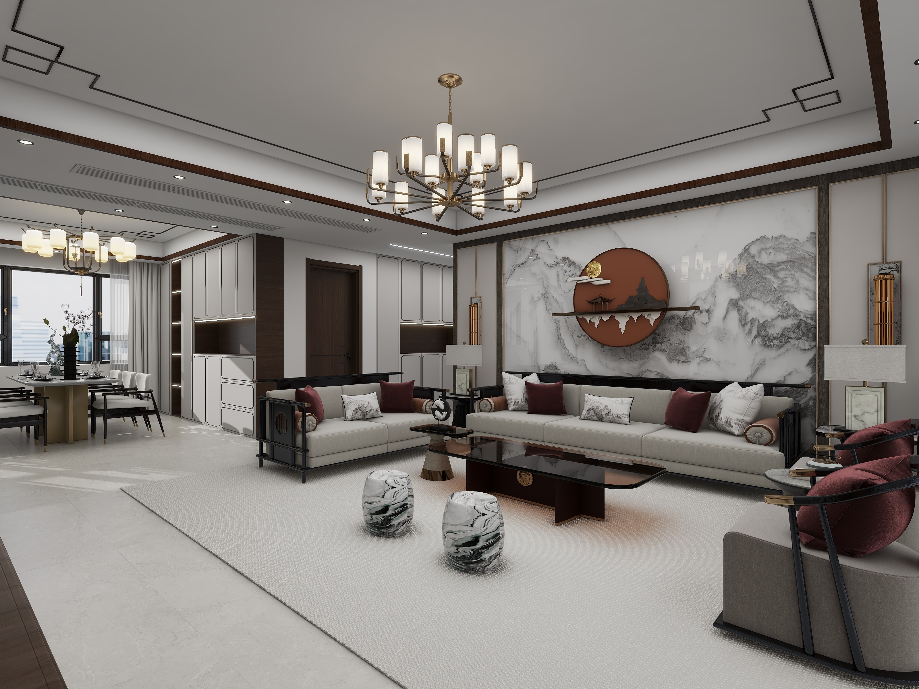 Jerry-空间设计-环球装饰新中式装修效果图