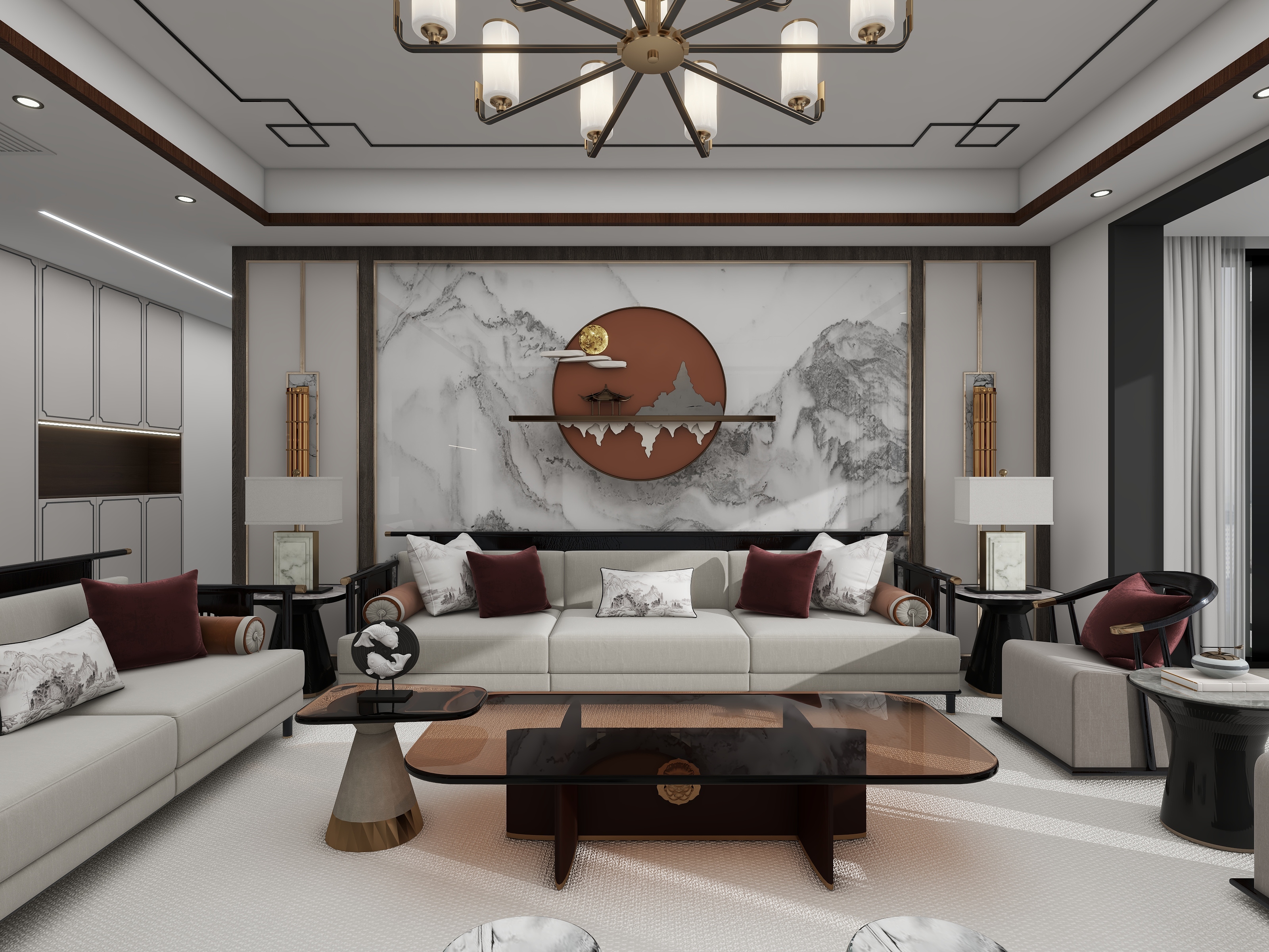 Jerry-空间设计-环球装饰新中式装修效果图