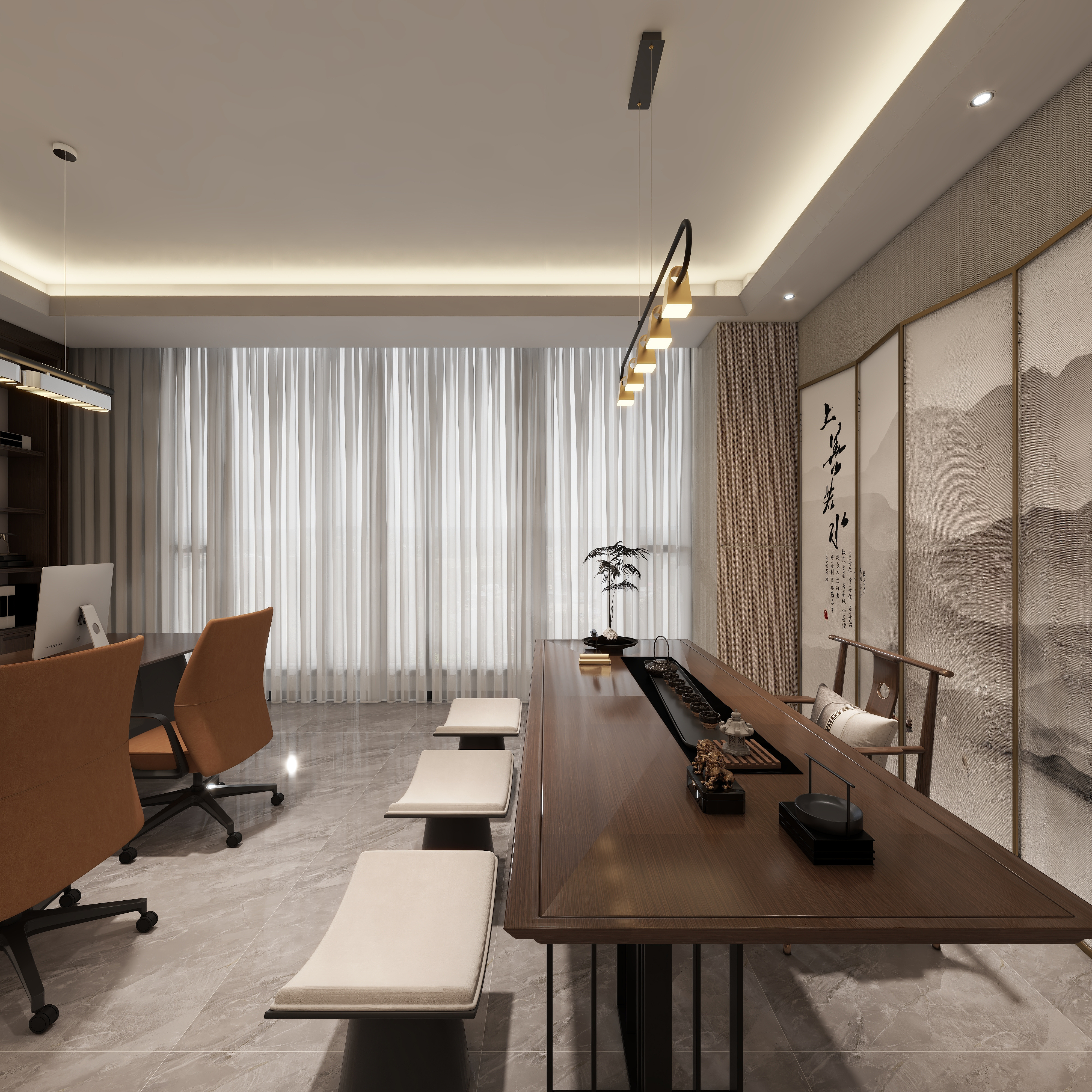 哈密*室内*设计-项目部一层副总办公室装修效果图第4张