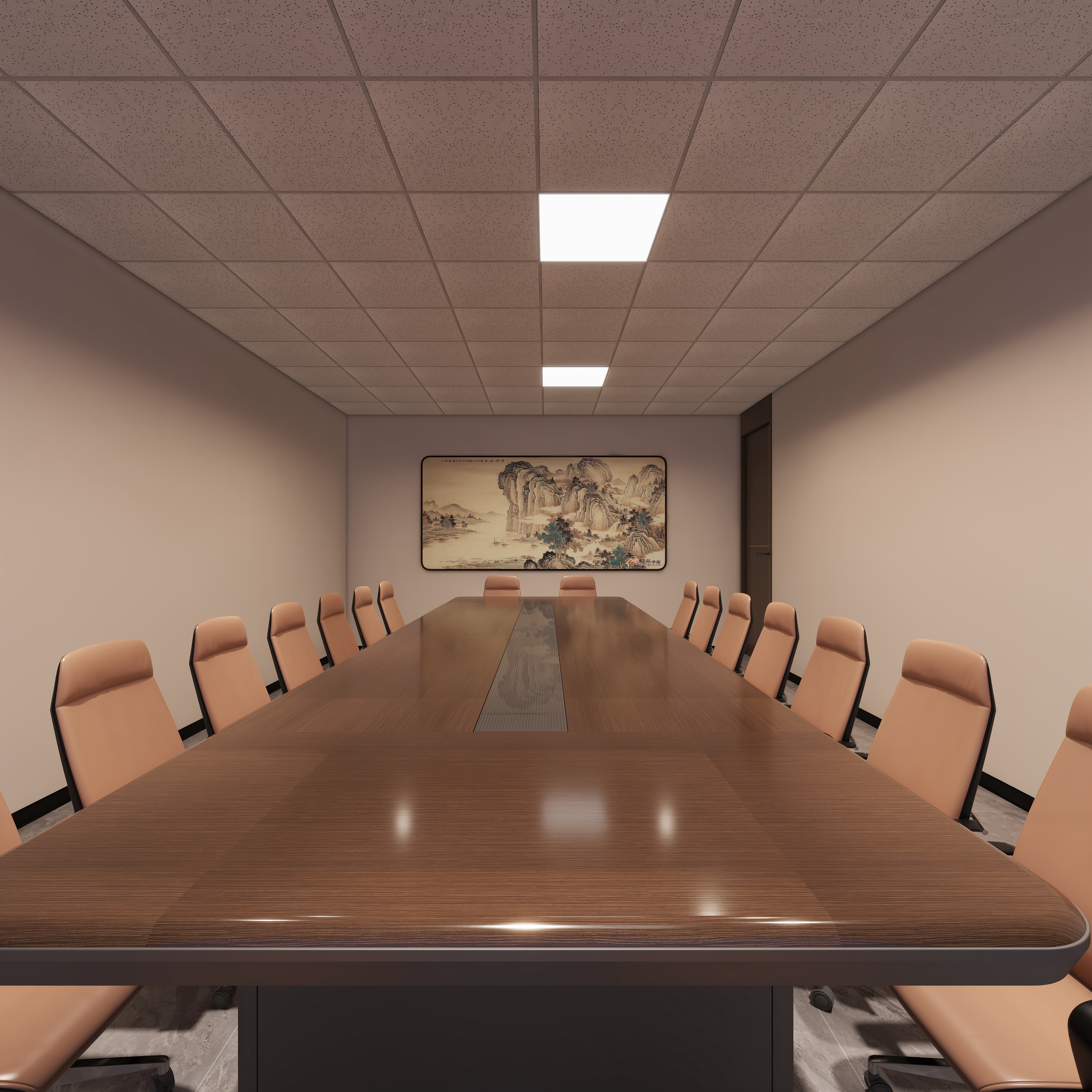 哈密*室内*设计-项目部一层会议室装修效果图第3张