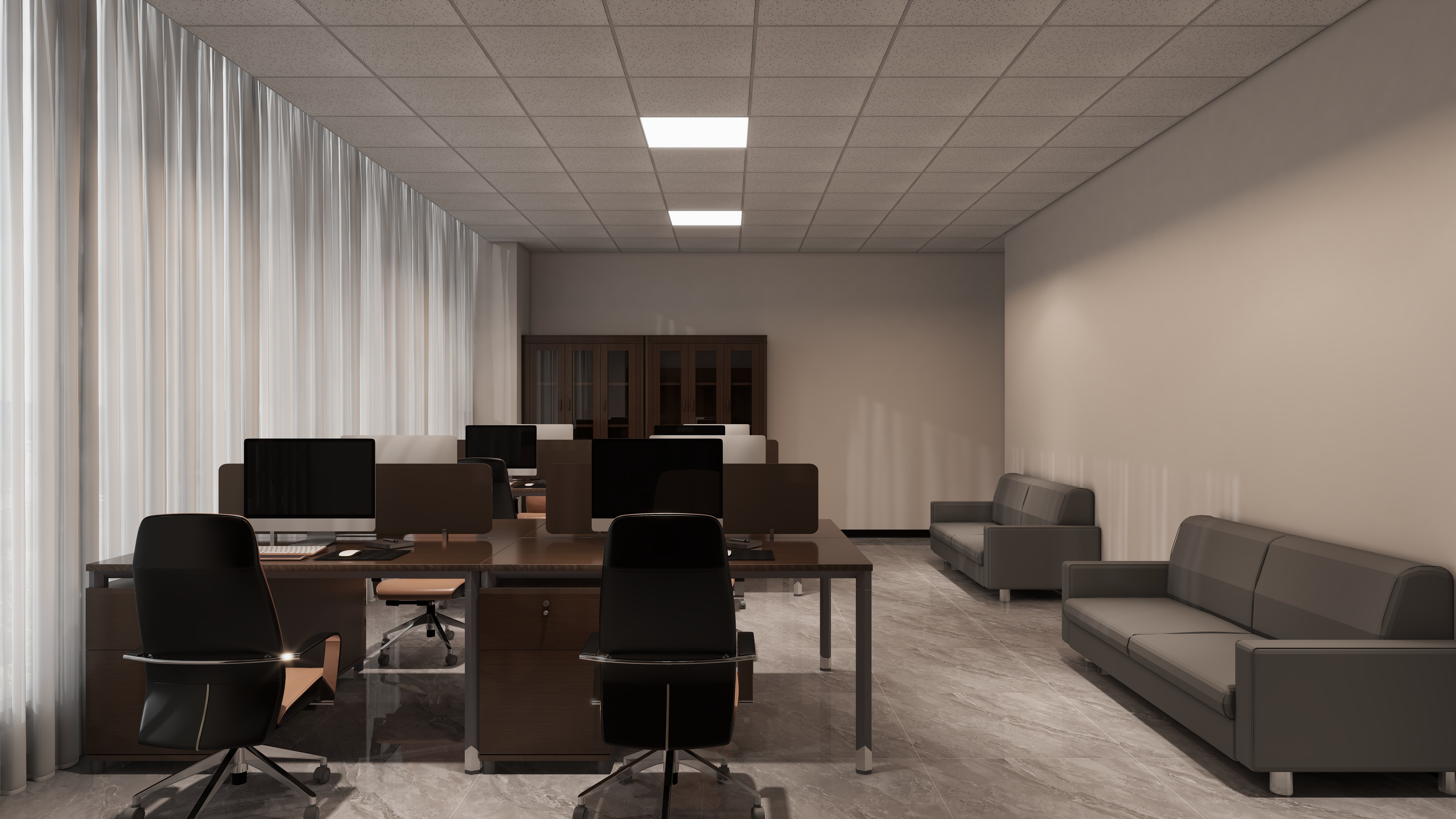 哈密*室内*设计-项目部一层财务室装修效果图第3张