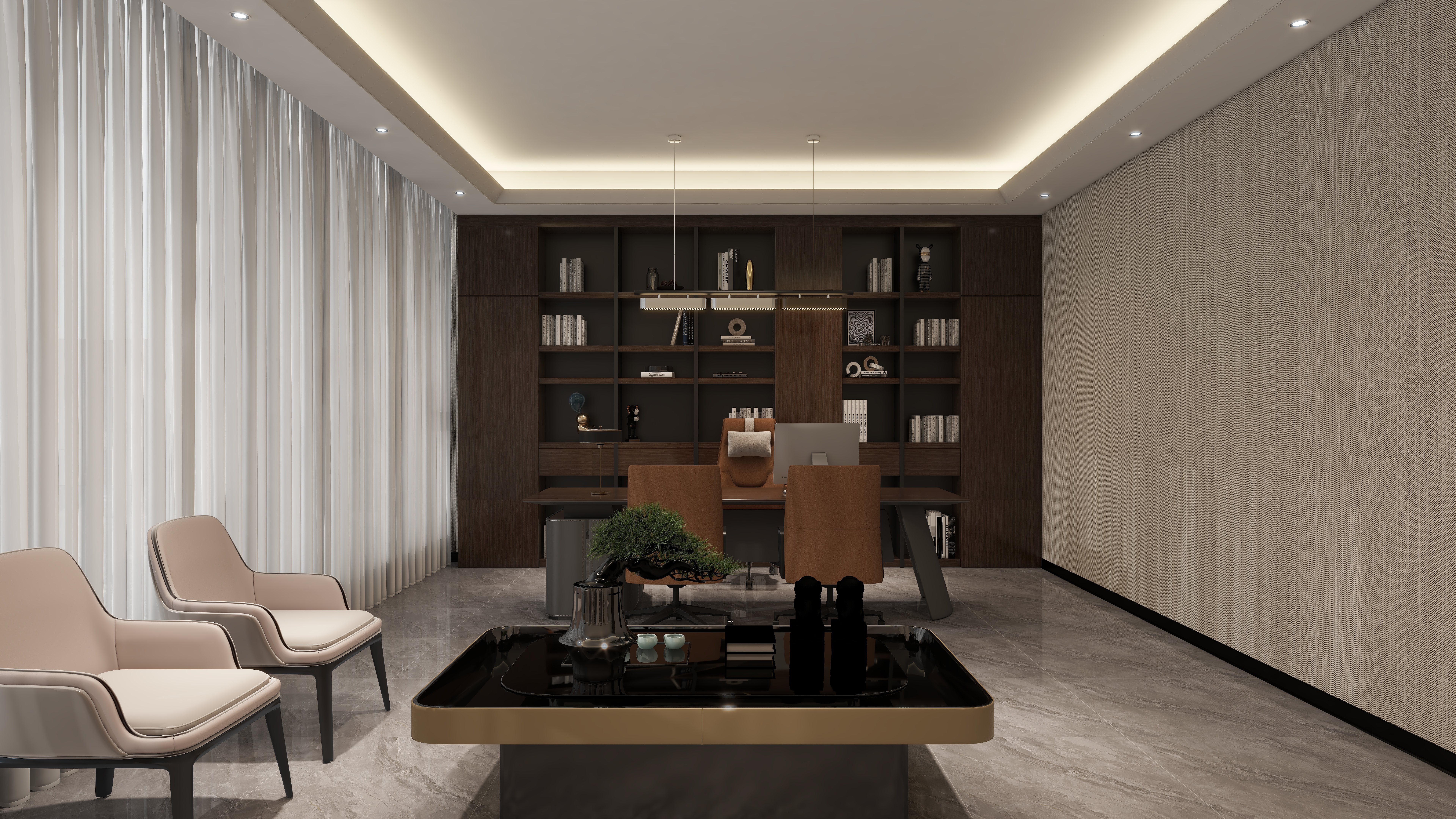 哈密*室内*设计-项目部一层经理办公室装修效果图第2张