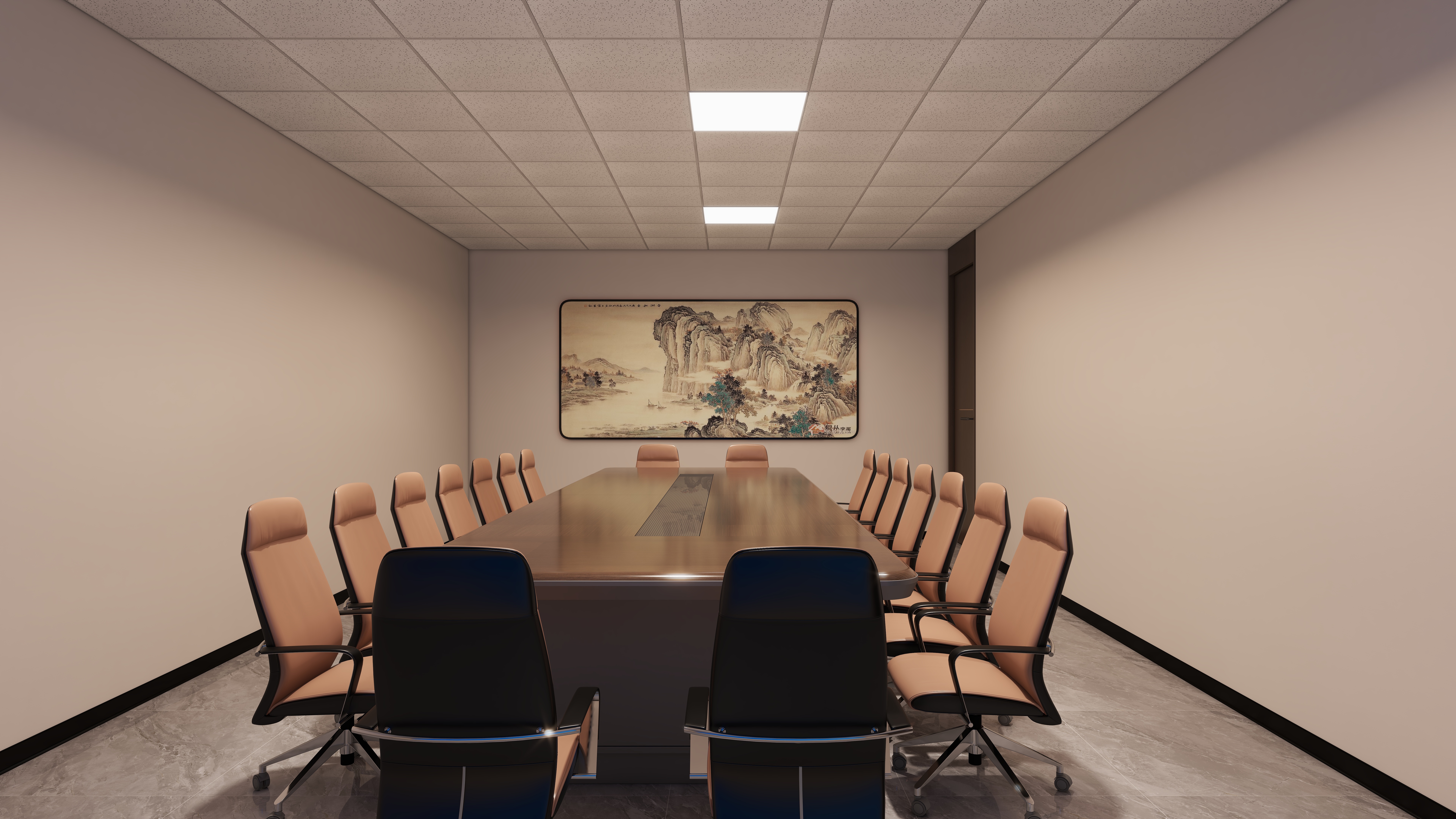 哈密*室内*设计-项目部一层会议室装修效果图第2张