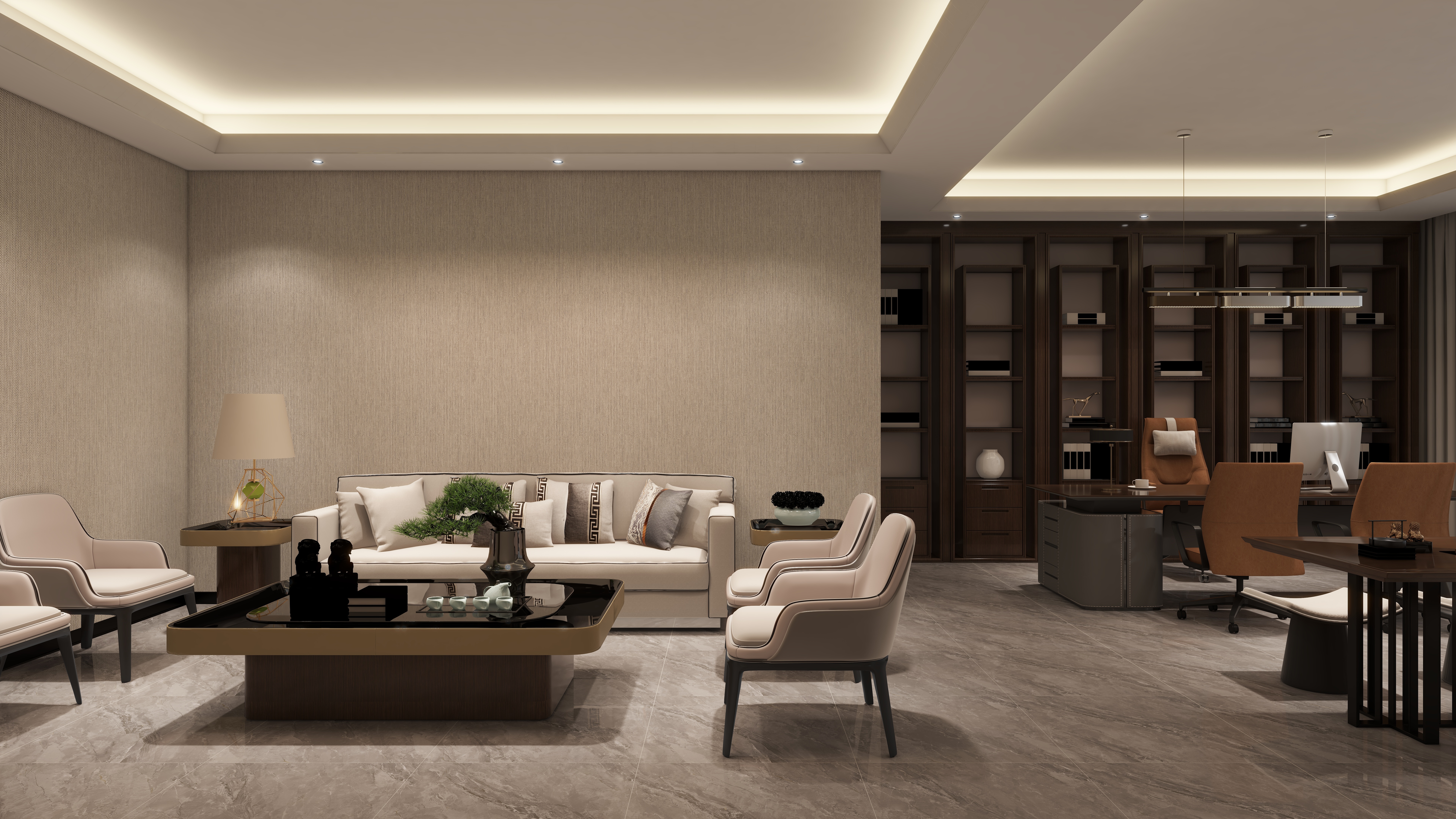 哈密*室内*设计-项目部一层副总办公室装修效果图第3张