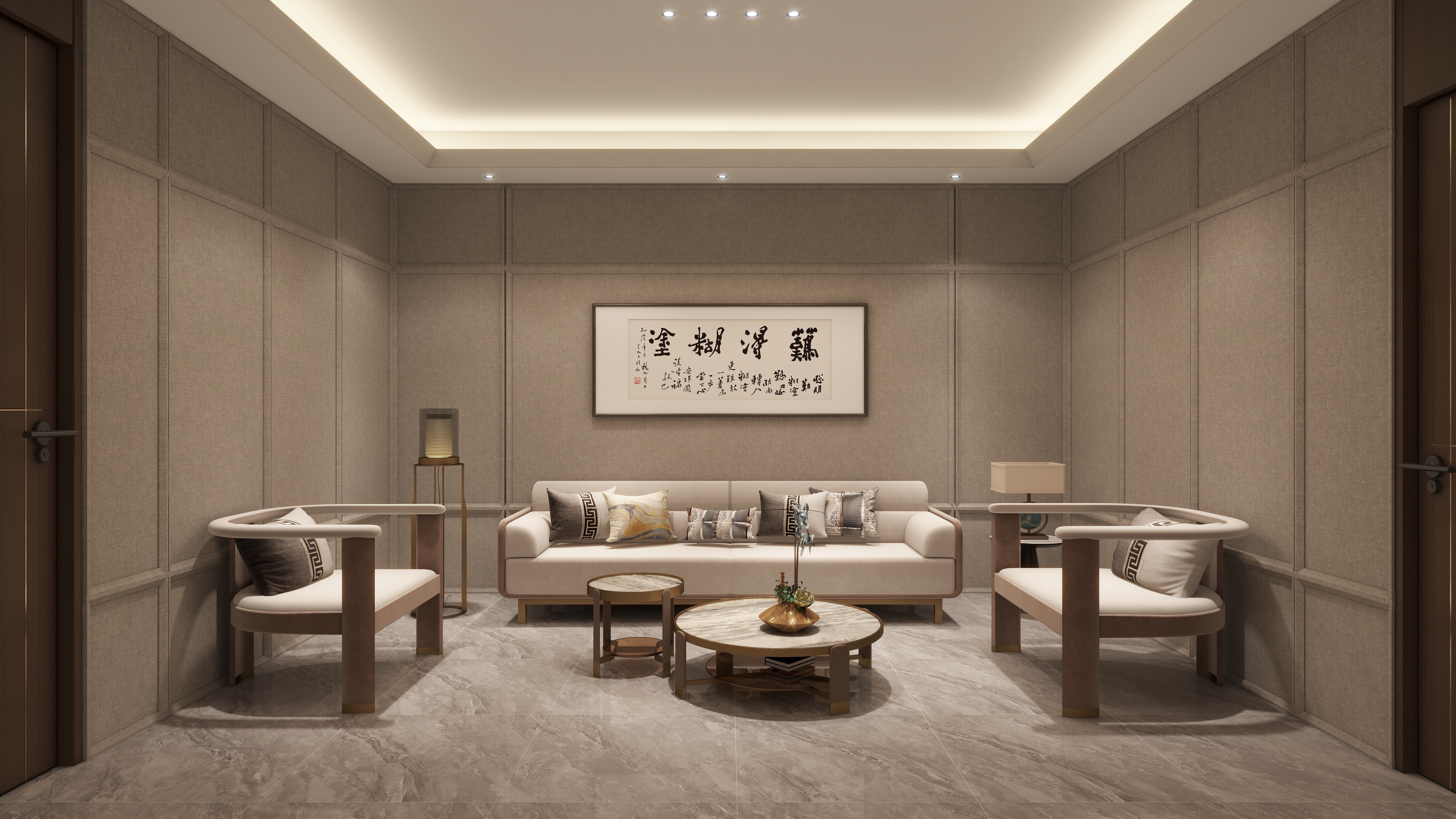 哈密*室内*设计-项目部一层多功能会客厅装修效果图第1张