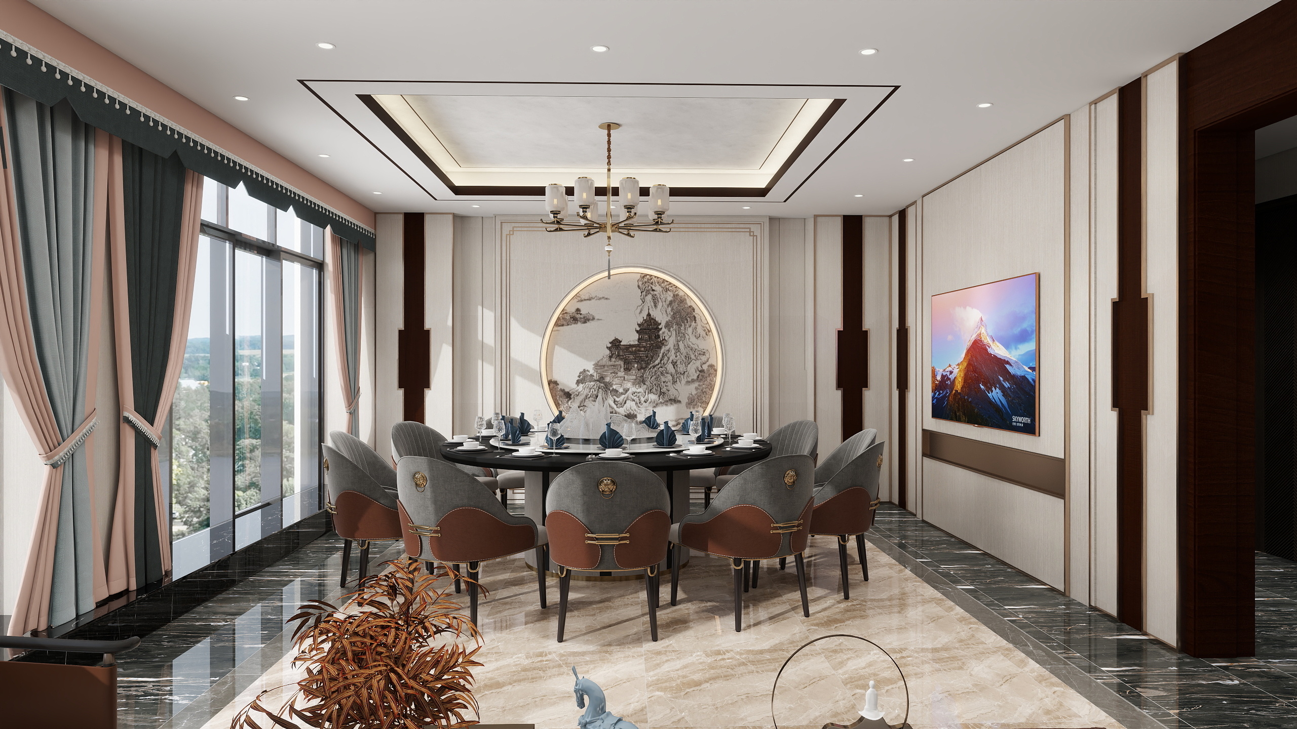 惠惠设计-酒店包间-新中式-装修设计方案