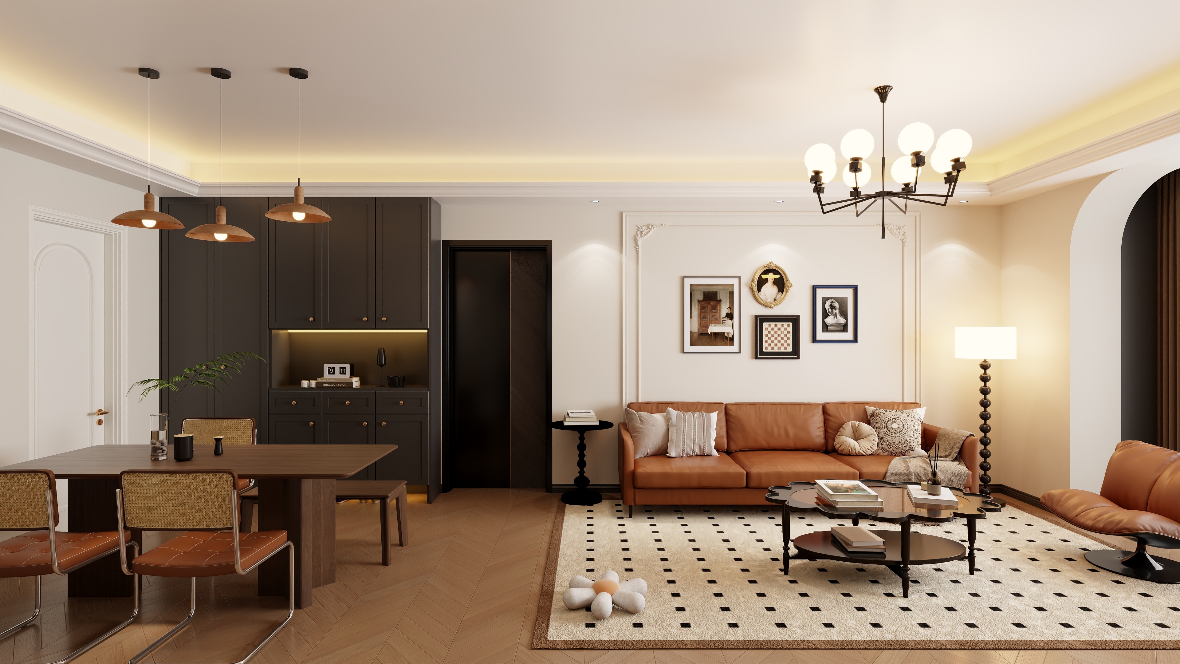 不ai画图-法式复古91㎡3室装修效果图