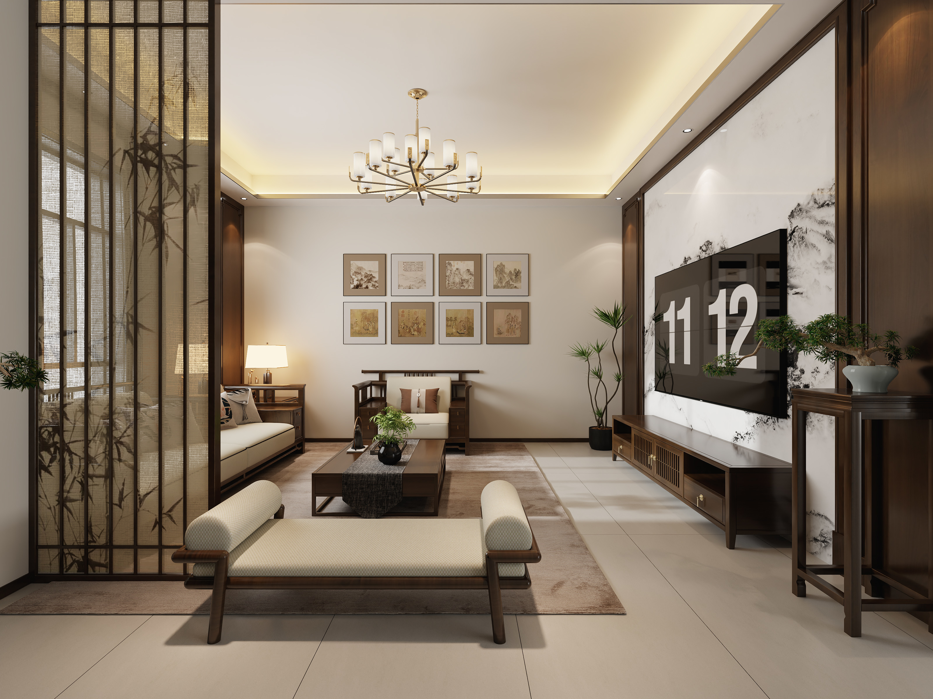 不ai画图-两层新中式装修效果图