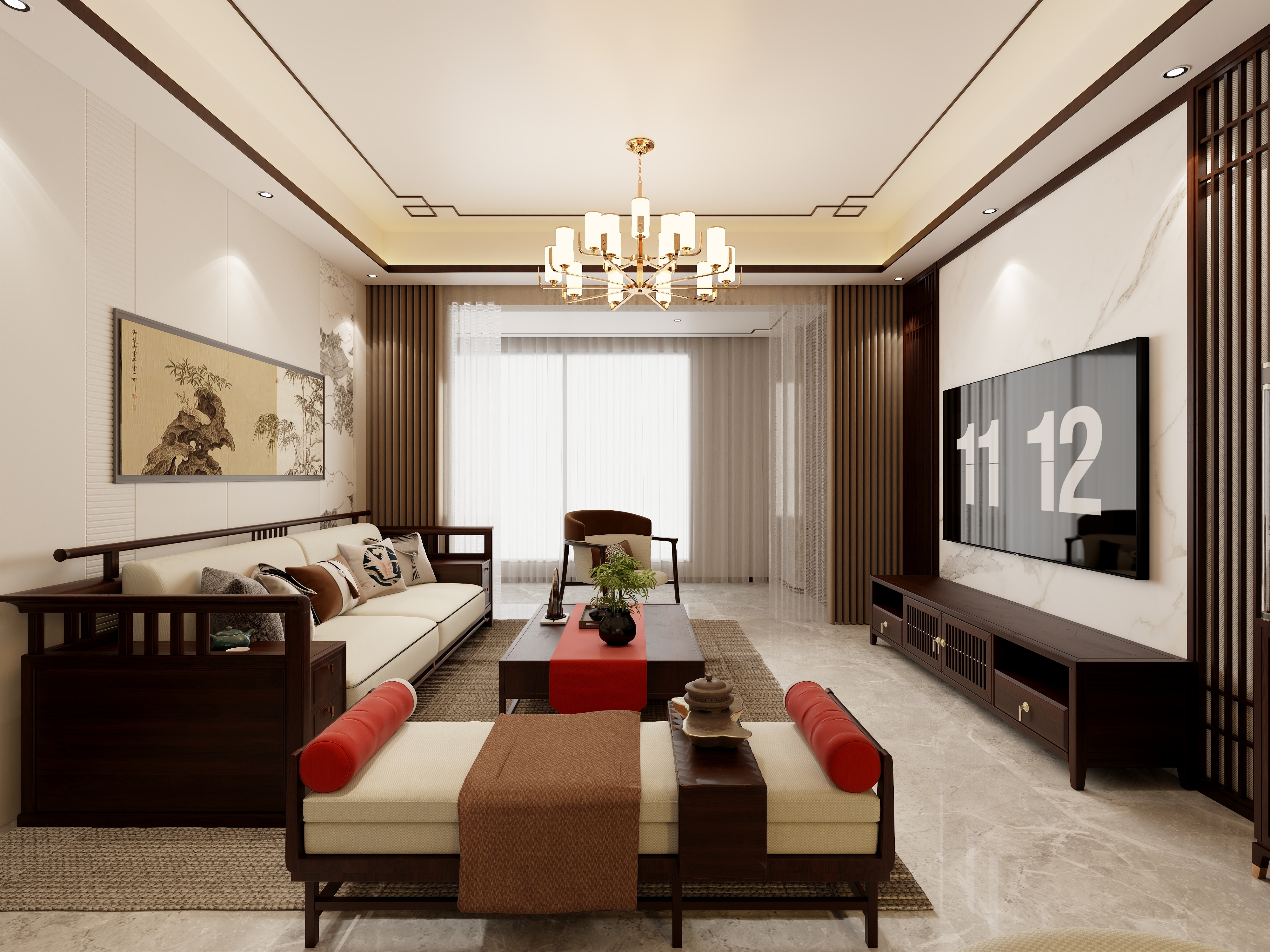 不ai画图-新中式137㎡4室装修效果图