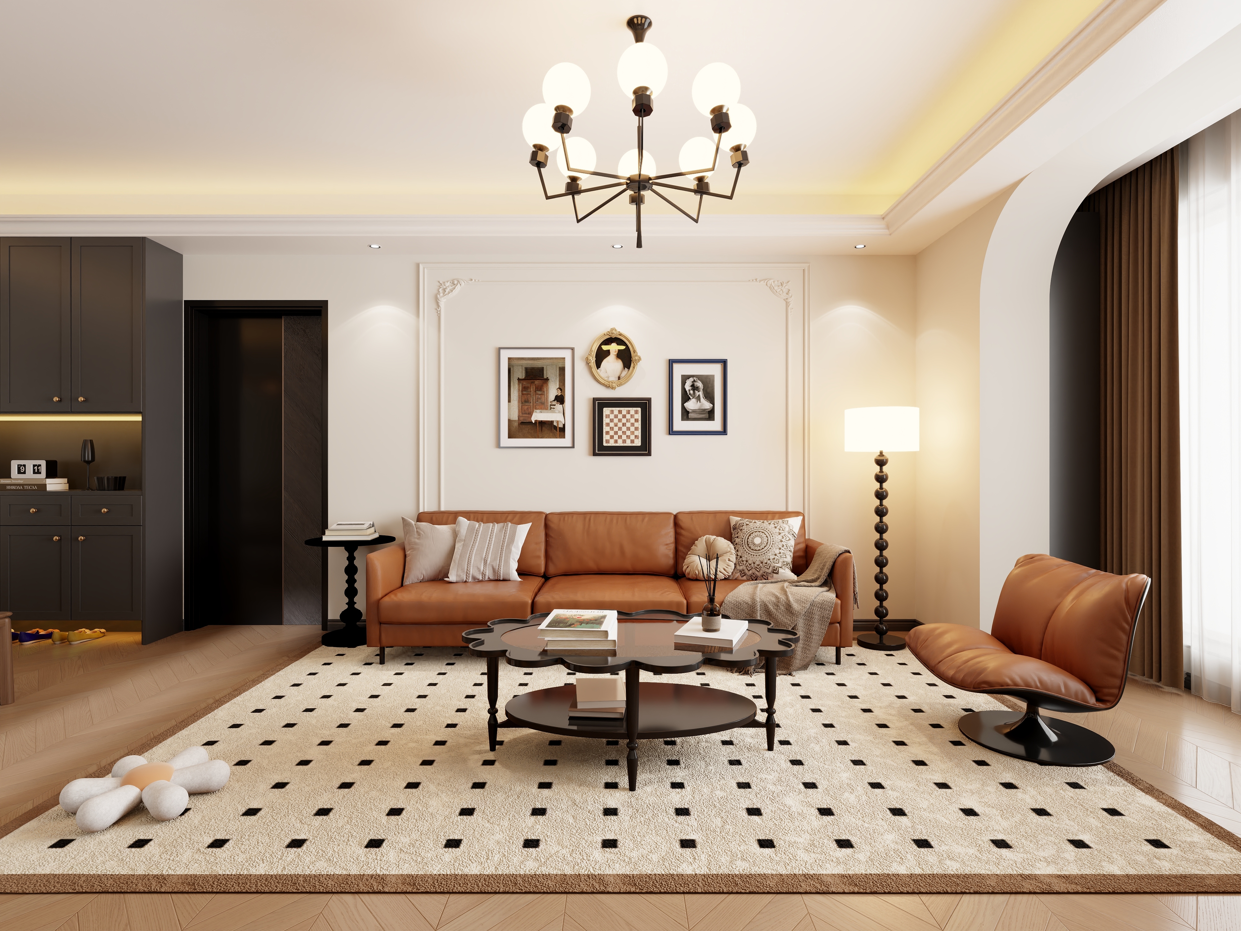 不ai画图-法式复古91㎡3室装修效果图