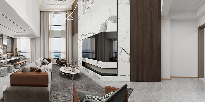 博美m-中空客厅自建房-装修设计方案