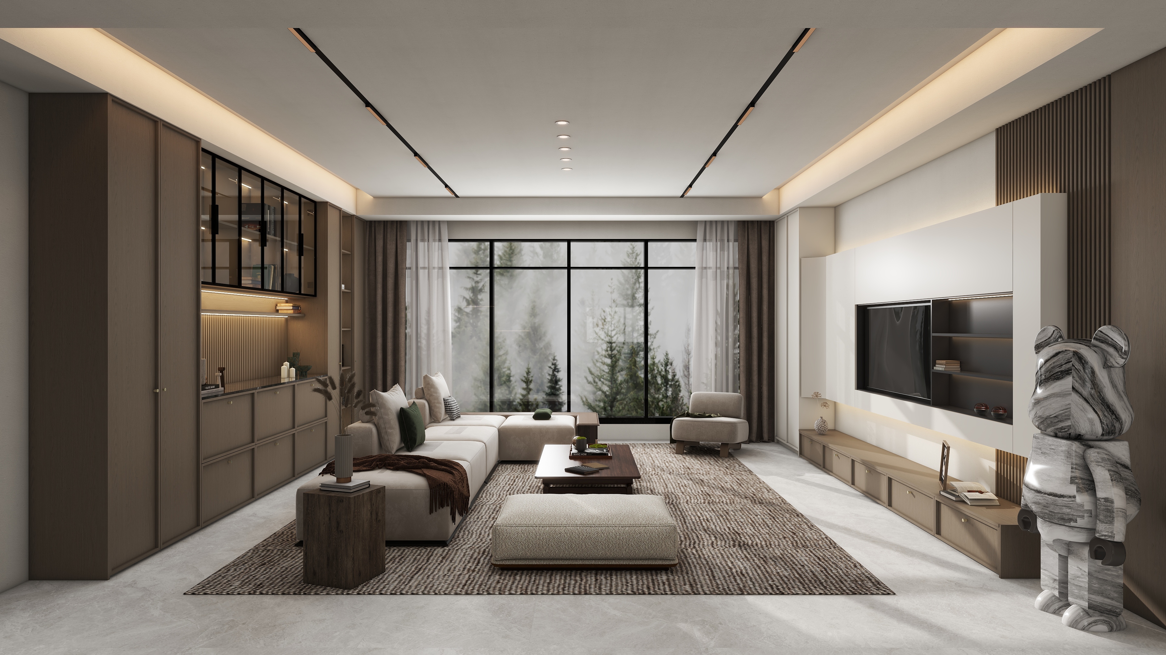 居里亚技术中心-原木复古骨格线装修效果图