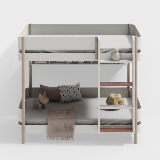 Nordic girls children's room with bunk beds