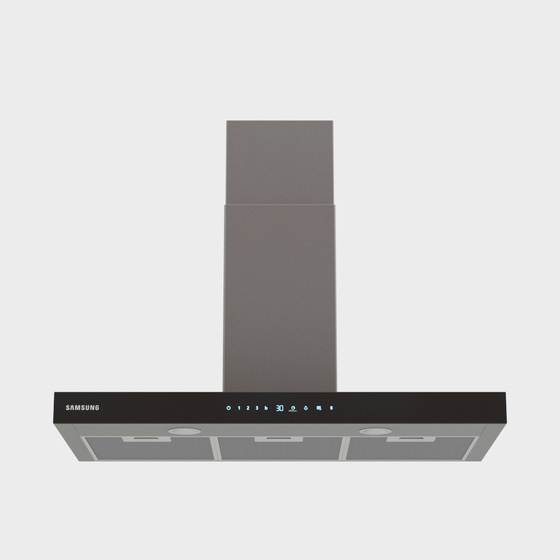 Modern Top Suction Range Hood 3D Model in Black Finish