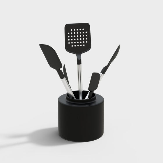 Modern black silicone kitchenware set