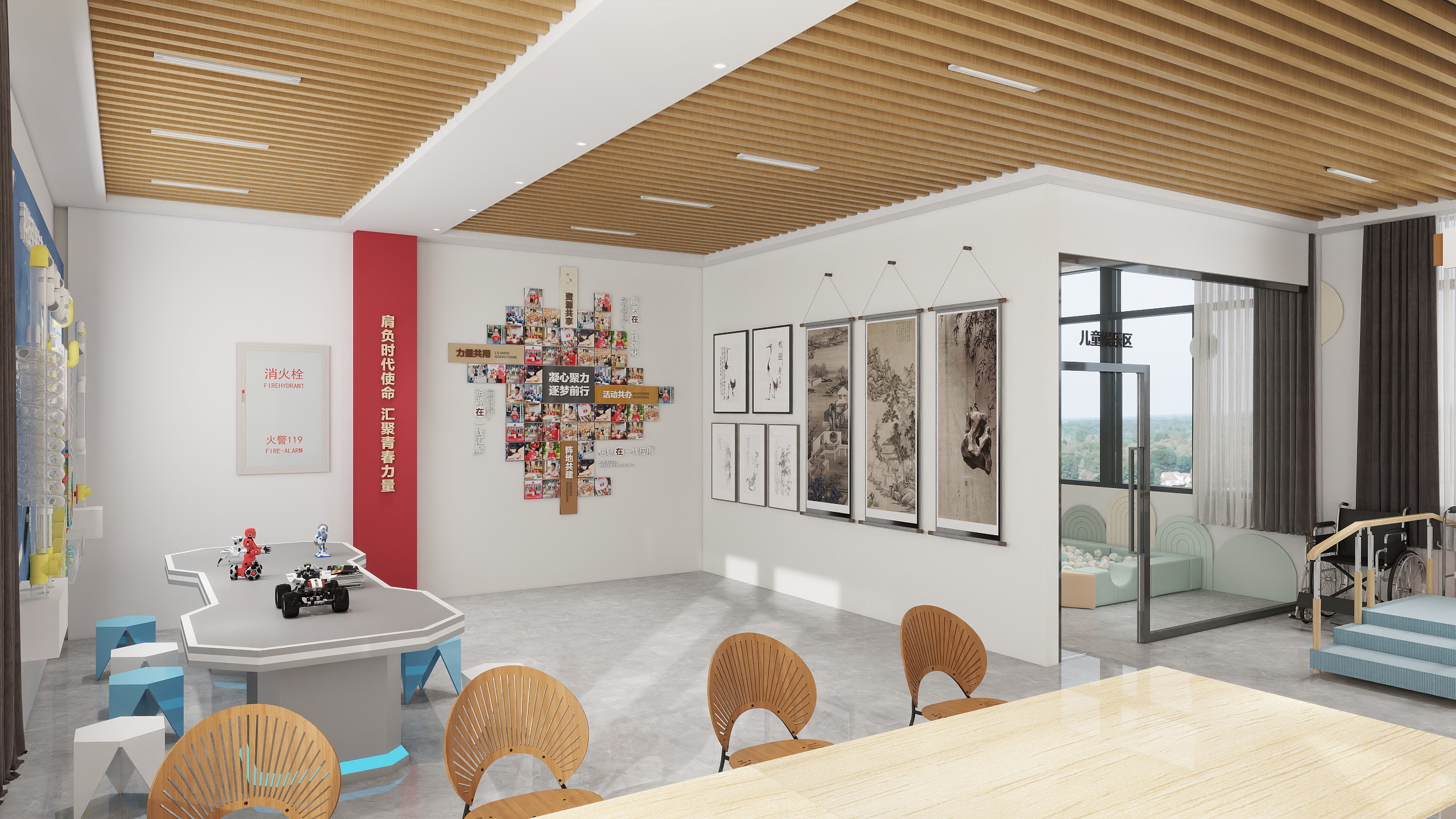 文山众驰广告-文化墙-丘北县群团一站式便民服务站-包青松-装修设计方案