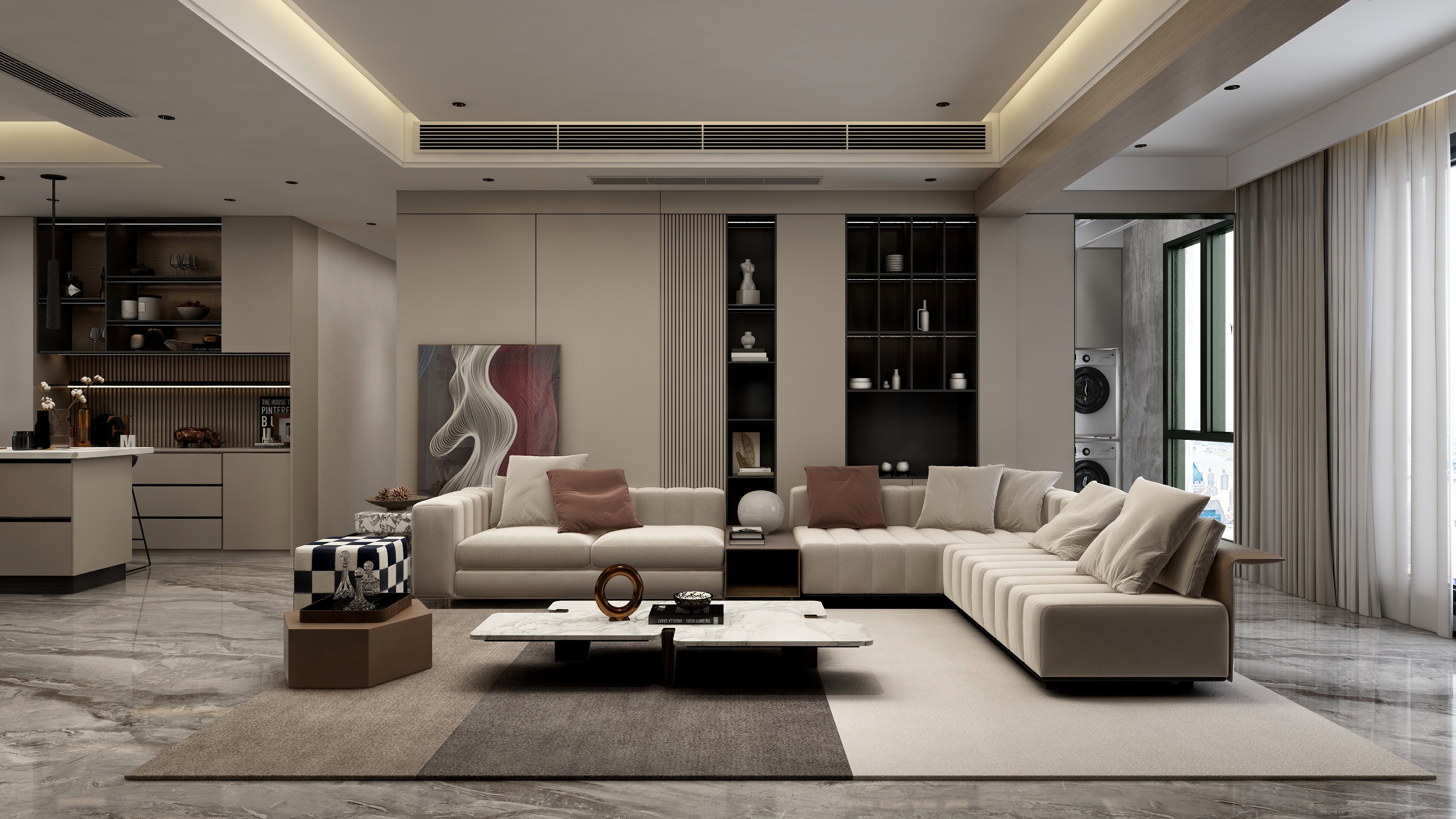 张煜强煜境设计-149平米意式轻奢四房装修效果图