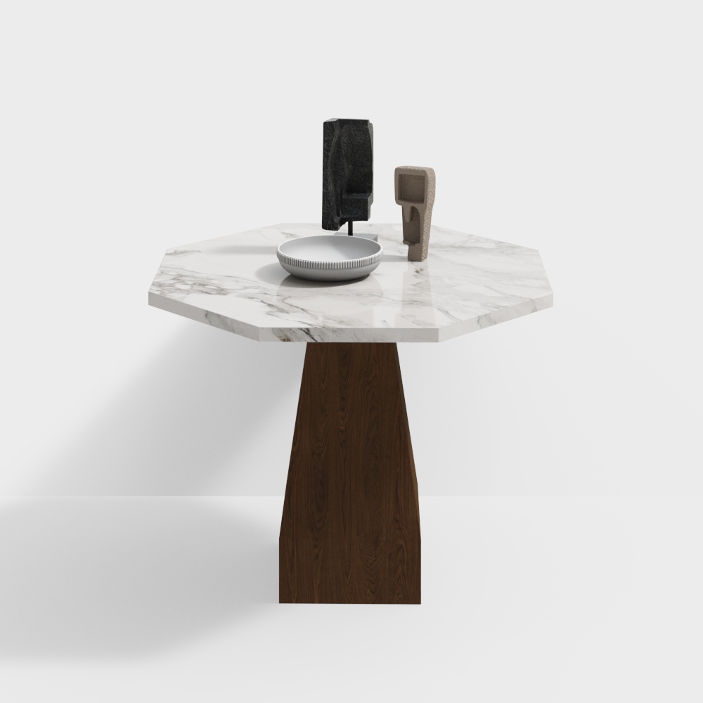 侘寂中古风餐桌3D模型