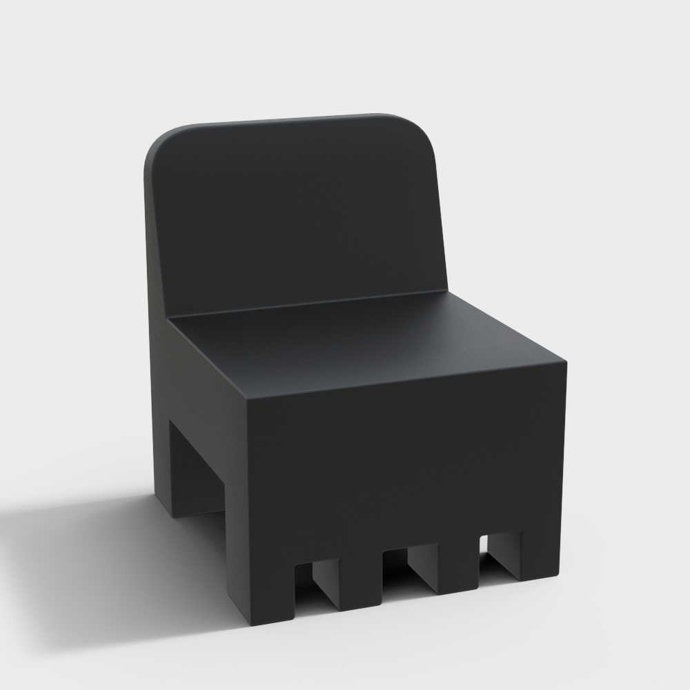 现代卧室黑色靠背椅3D模型